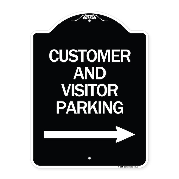 Signmission Customer and Visitor Parking W/ Right Arrow Heavy-Gauge Aluminum Sign, 24" x 18", BW-1824-24215 A-DES-BW-1824-24215 - main